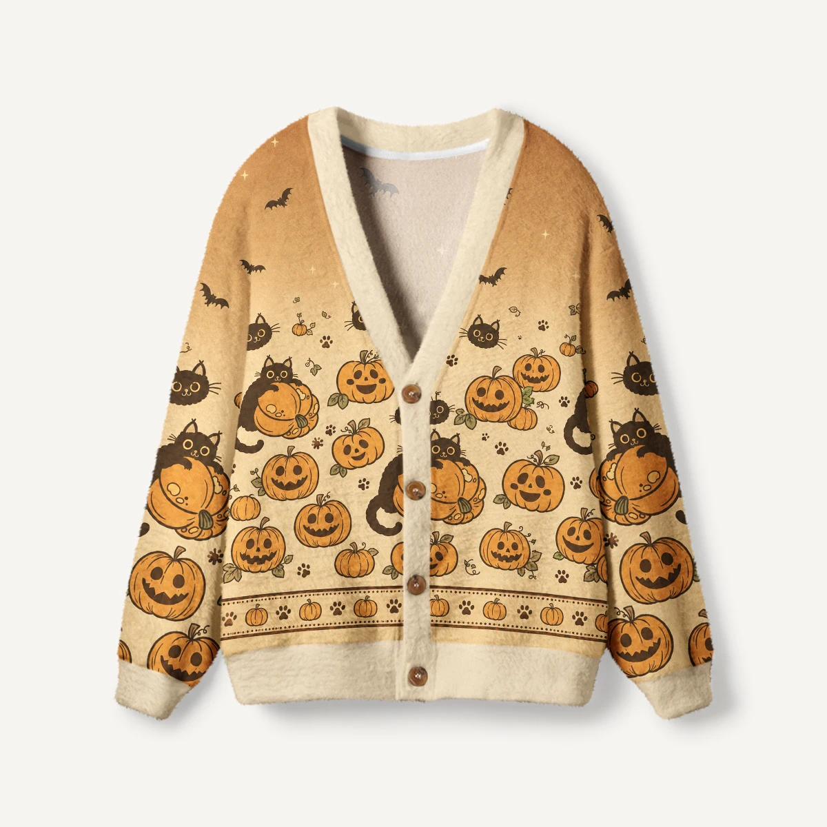 3D-printed Fairy Tale Mushroom Frog Witch Garden Print Ugly Cardigan Sweater  -2