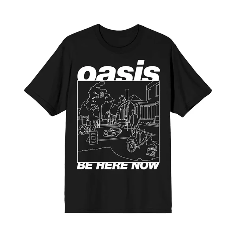 

Summer Trend Oasis Rock Band Vintage American Vintage Men's T-shirt Pure Cotton Loose Men's and Women's Short Sleeve T-shirt