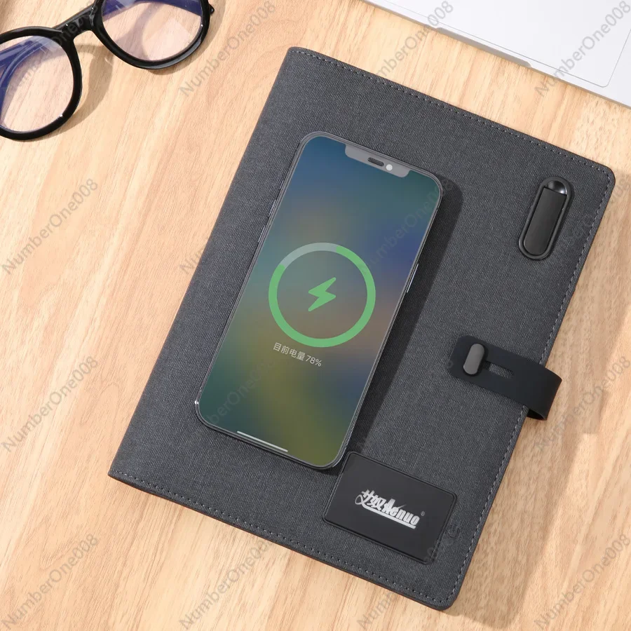 

Многофункциональный деловой блокнот из искусственной льна с U-диском, блокнот с беспроводной зарядкой, подарочный набор с логотипом