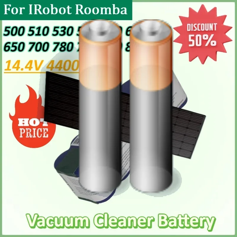 

14.4V 4400mAh Battery for IRobot Roomba Vacuum Cleaner 500 510 530 570 580 600 630 650 700 780 790 900 800 Series 895 891 890