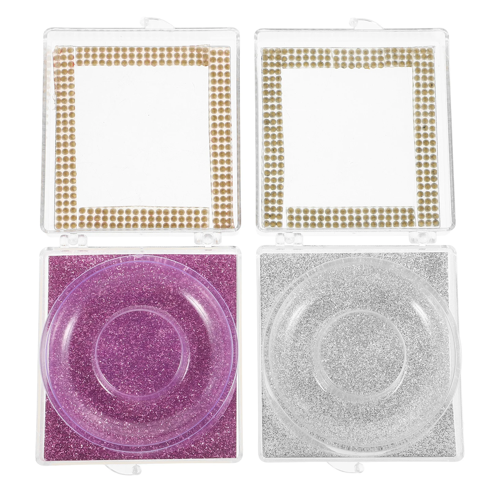 

2Pcs Travel Friendly Eyelash Storage Box Transparent Plastic False Lash Holder Compact Portable Eyelashes Organizer