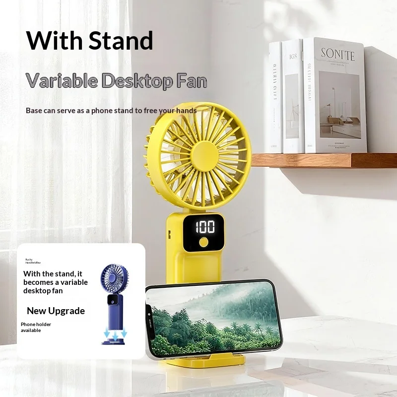 2026 New USB Small Fan with Digital Display, 100 Speeds, Foldable, Super Wind & Long Battery Life