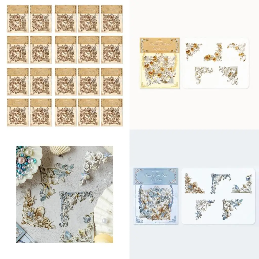 

E8BD 20Pcs Vintage Hollowed Corner Sticker Decorative Border Sticker for Scrapbooking Journal Photo Album Handmade Craft