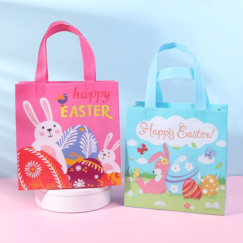 

4Pcs Easter Gift Tote Bags Bunny Colorful Egg Treat Bags Candy Cookie Packaging Bags Easter Party Guest Return Gift Bags Decor