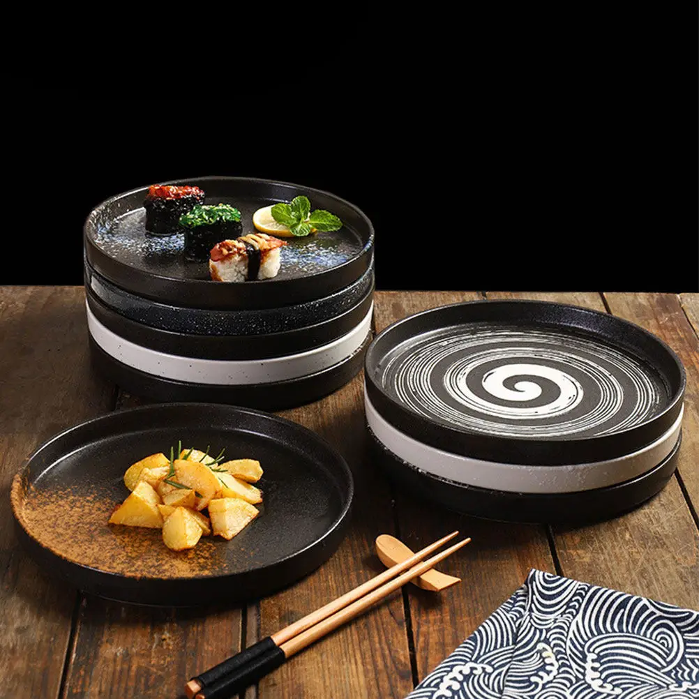 

Thick Ceramic Pasta Serving Plate Deep Design Salad Fruit Noodle Pizza Dish Western Food Tray Home Restaurant Dinner