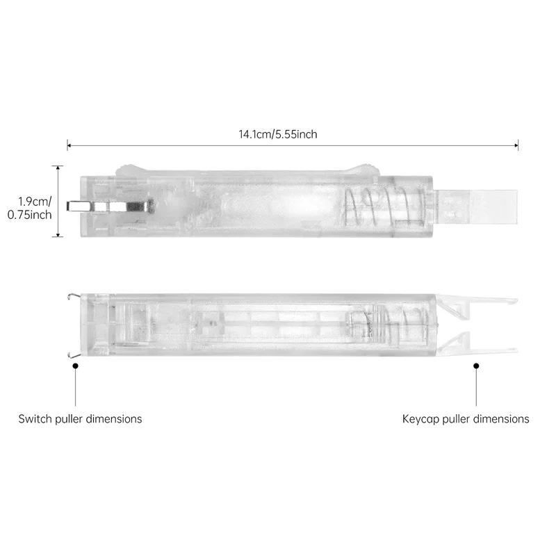 Extrator transparente do interruptor Keycap, 2 em 1, Removedor do eixo do tampão para substituição mecânica do teclado, limpador de poeira, Hot Swap