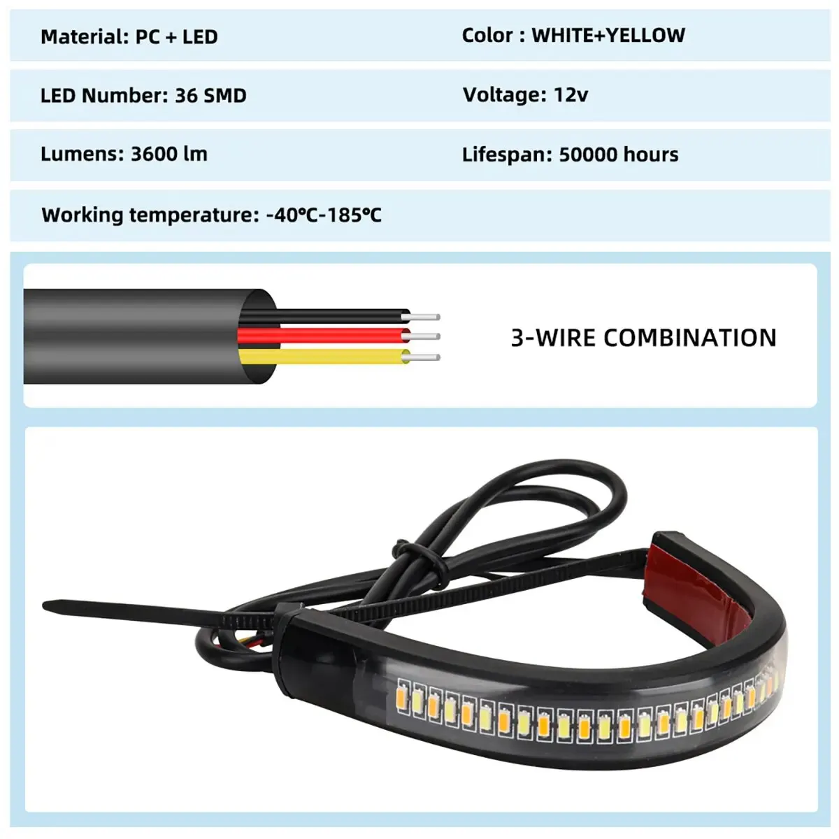 2 قطعة 36LED حلقة شوكة قطاع وامض مؤشر دراجة نارية بدوره إشارات DRL الأبيض العنبر المتعري تحذير مصباح جيد الإضاءة الوامض الوصول