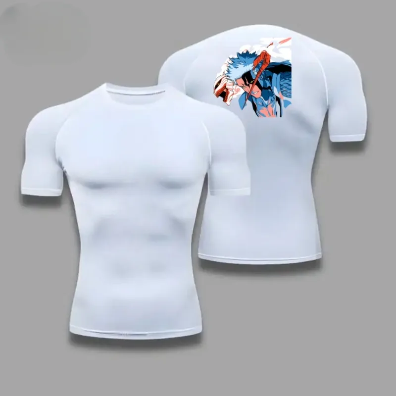 T-shirt a compressione manica corta da uomo Bleach Traspirante Elasticità ad asciugatura rapida Stampa ragno Corsa Ciclismo Allenamento in palestra Camicie