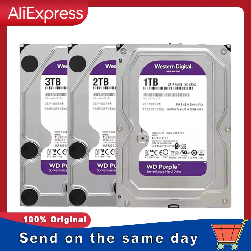 WD Purple 4TB 1TB 2TB 3TB 6TSurveillance Internal Hard Drive Disk 3.5" 64MCache SATA III 6Gb/s HDD HD Harddisk for CCTV DVR NVR
