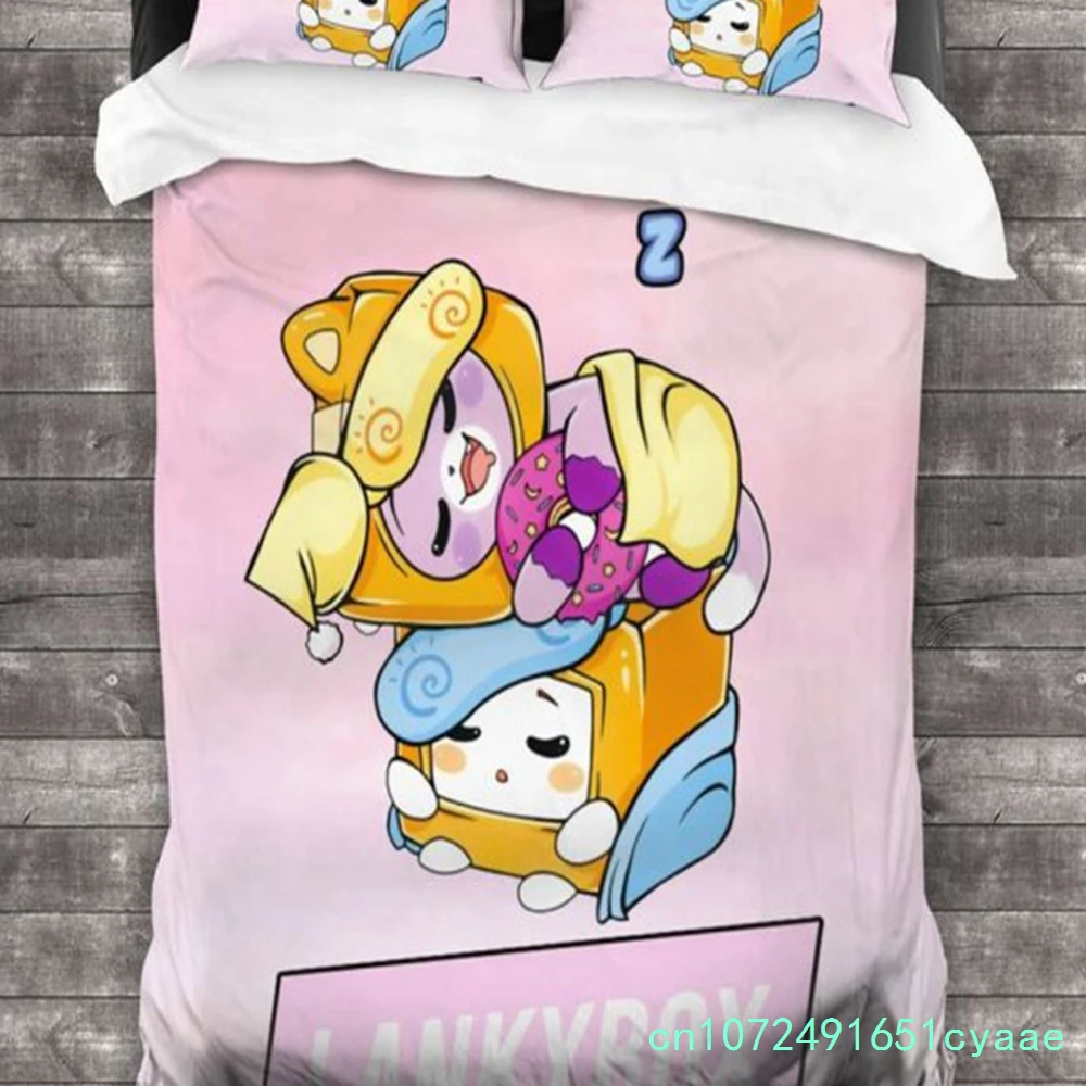 Lankybox Foxy Boxy Bedding Sets Single Twin Full Queen King Size Bed Cover Adult Kids Bedroom Cartoon All Season Duvet Cover Set