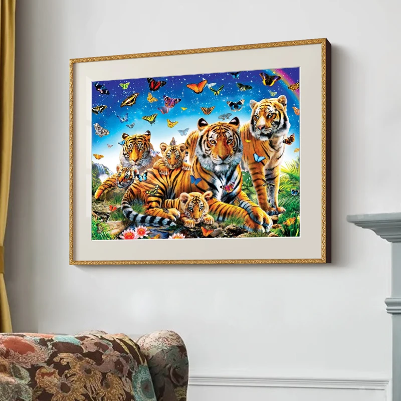 Tiger Family 5D Diamond Painting Full Square Round Diamond Mosaic Animal Butterfly nuovo arrivo strass ricamo Home Decor