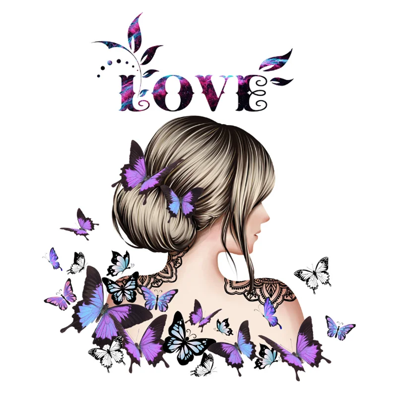 English Love Girl Butterfly Wall Sticker DIY Background Wall Living Room Bedroom Home Decoration Sticker Waterproof Antifouling