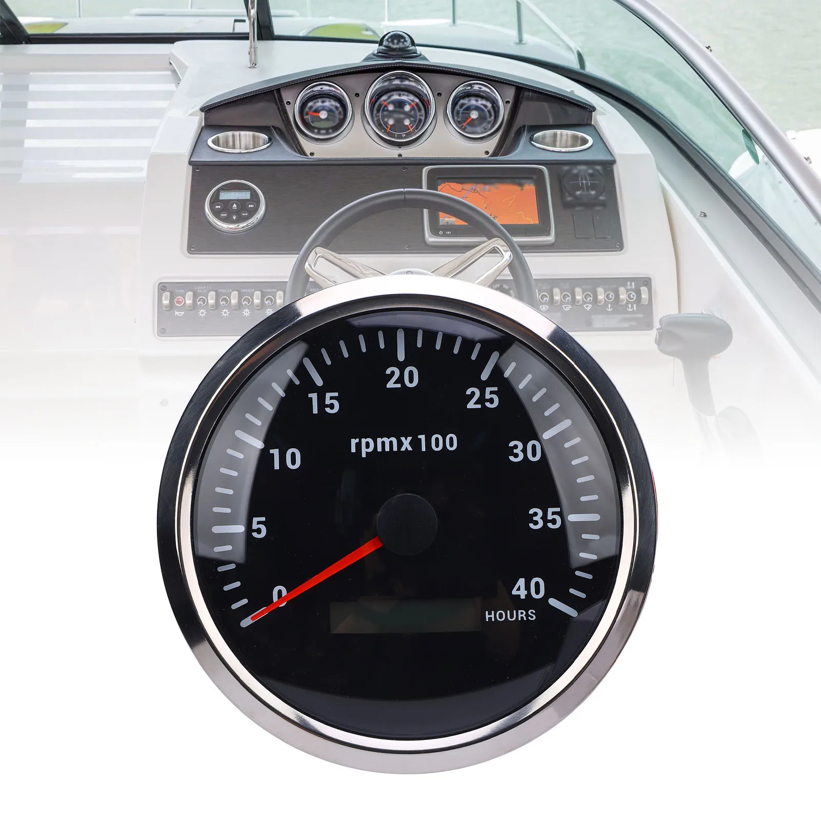 

110mm Tachometer 4 3/8in 7 Color Backlight 4000RPM Gauge Car Tachometer for Truck Tractor Trailer Car RV Boat DC 9 to 32V