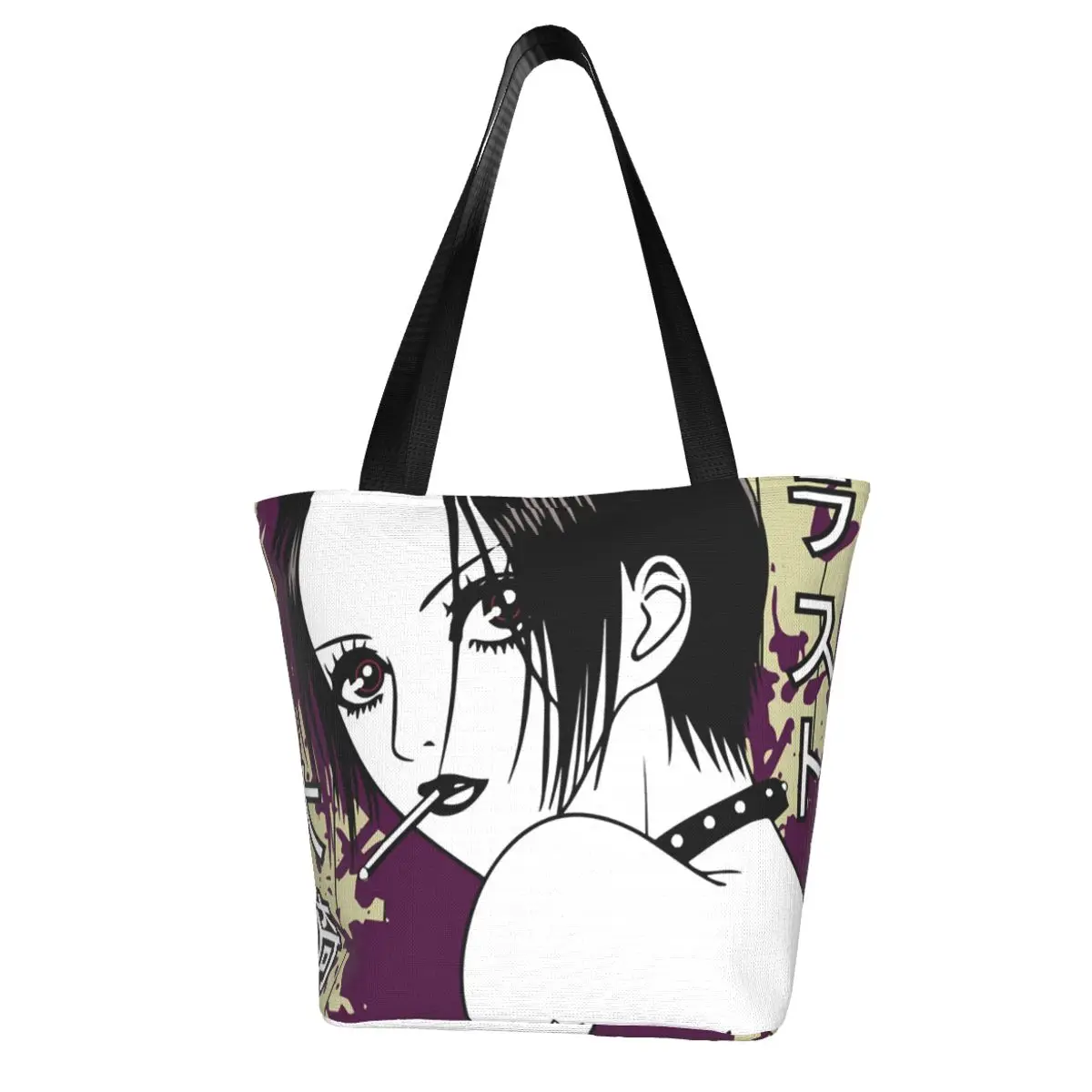 

Nana Osaki Smoking Shopping Bag Black Stones Anime Fashion Reusable Handbag Polyester Shopping Female Bags