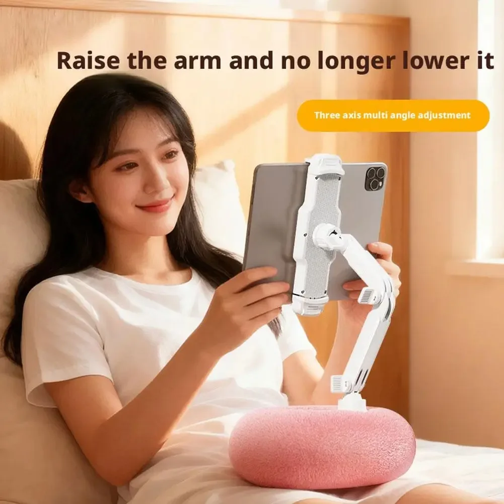 Foldable Plush Phone Holder Rotatable Car Sofa Bed Lazy Holder for Mobile Tablet Pillow Stand Adjustable for Reading on Bed