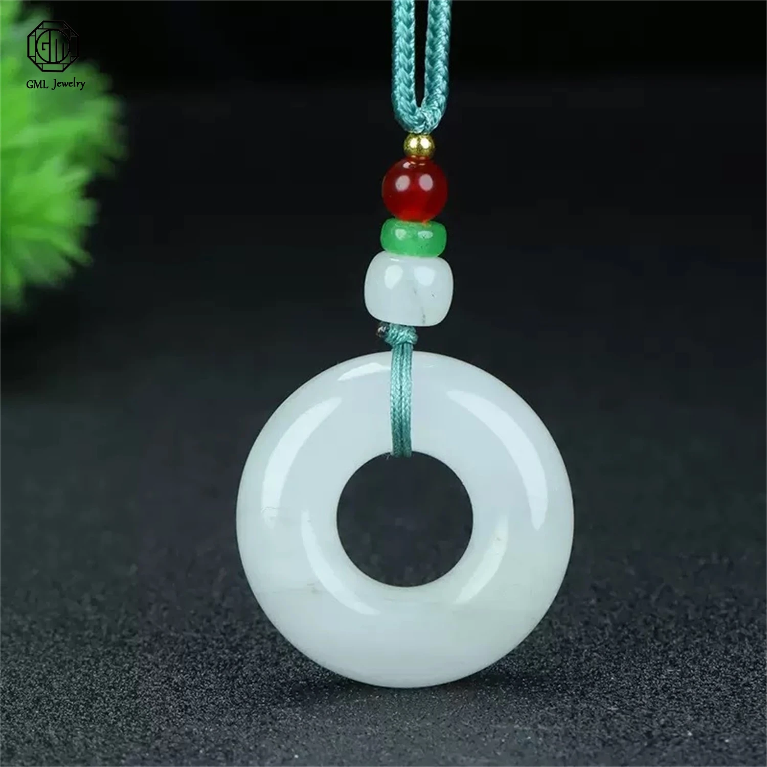 Natural Tianshan Jade Icy Type Floating Green Pattern Peace Plaque Teardrop Leaf Shape Pendant Unisex Healing Crystal Jewelry