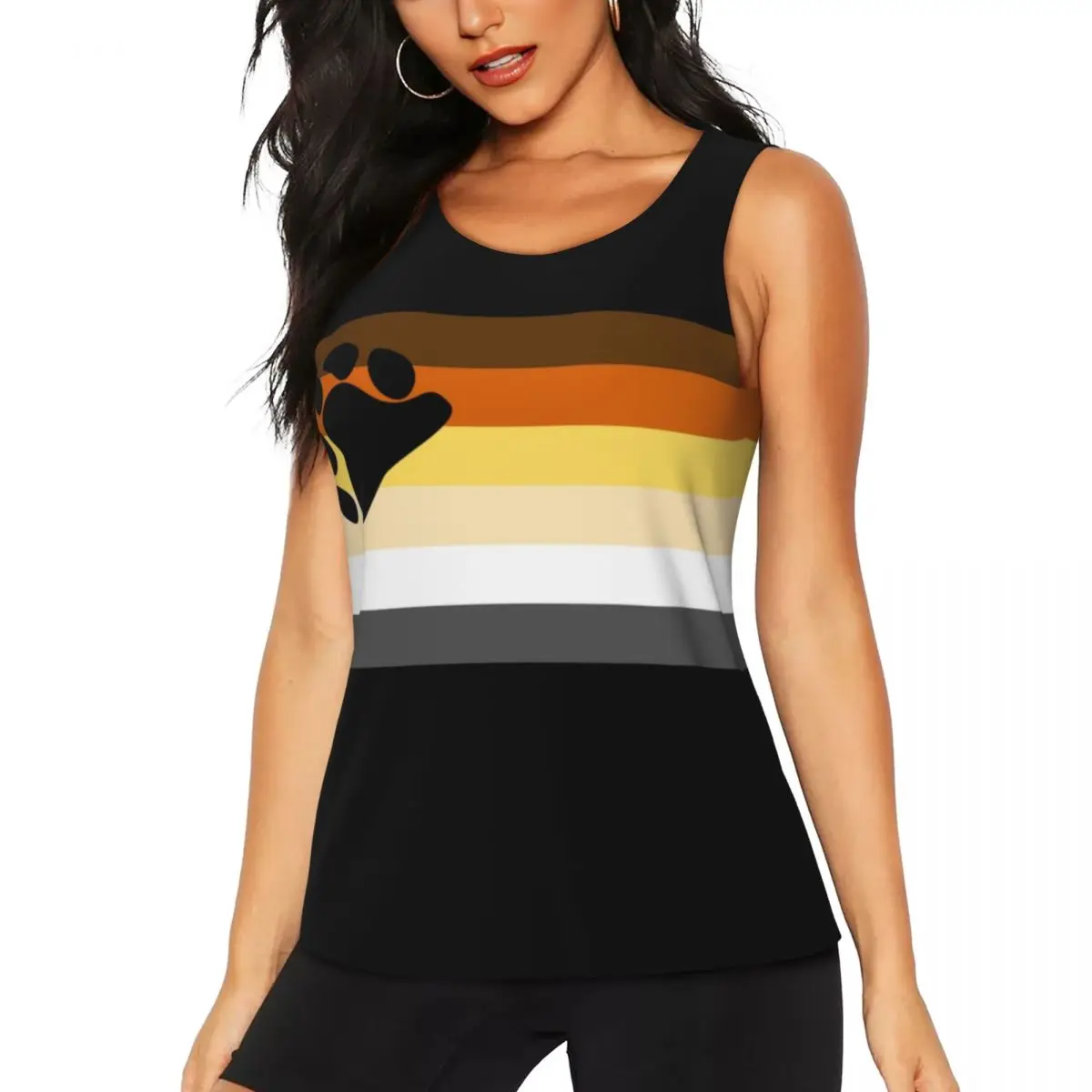 Custom Gay Bear Paw Pride Flag Yoga Tank Tops Women LGBT GLBT Workout Gym Sports Shirt