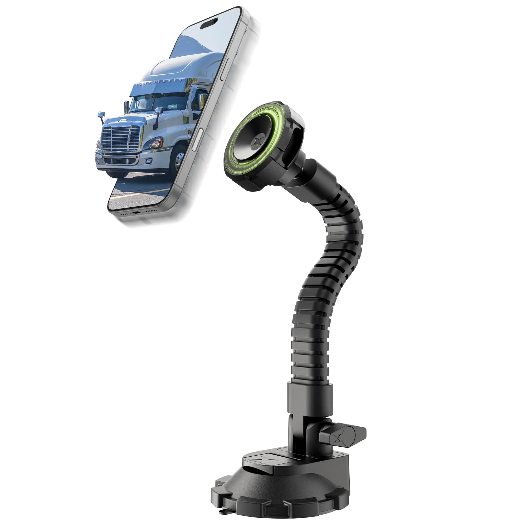 

Flexible Arm Magnetic Phone Mount For Truck Dashboard And Windshield Compatible With iPhone 17 Pro Max 16 15 14 13 12 Plus