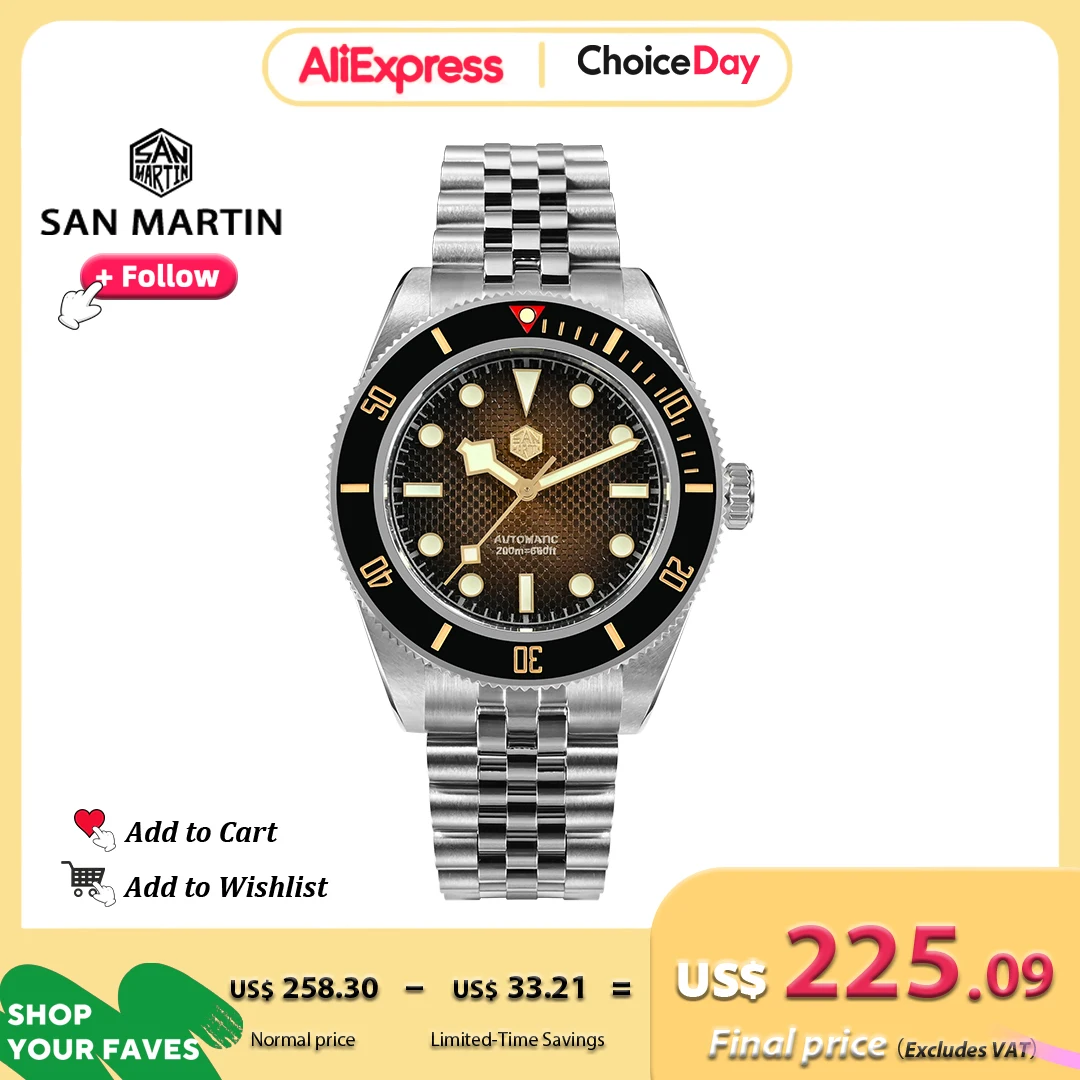 

San Martin Watch New 40mm Luxury Men Diving Watches Waffle Dial NH35 Automatic Mechanical Stainless Steel Waterproof 200m SN0128