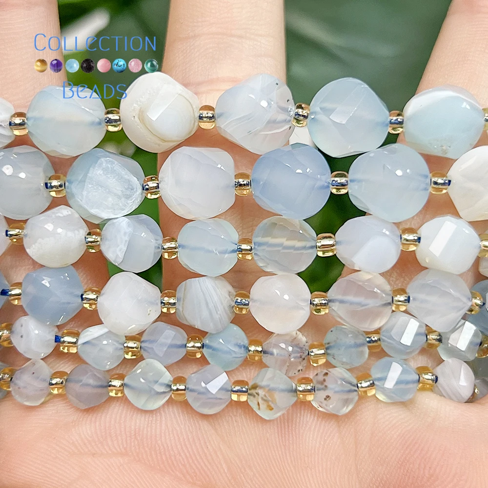 6 8 10mm Natursteinperlen Hellblau Gestreifter Achat Facettierte Runde Lose Perlen für Schmuckherstellung DIY Perlenzubehör – Detail 4