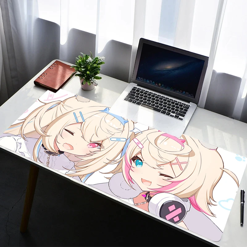 

Gaming Mouse Pad Computer Desk Mat Table Hololive Mococo Fuwawa Abyssgard Keyboard Pad Laptop Rubber Non-slip Back Mousepad