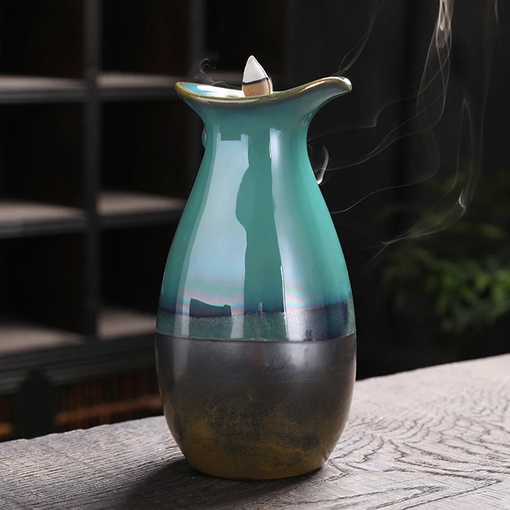 

Backflow Incense Burner Ceramic Censer Delicate Desktop Decor Home Incense Holder for Bedroom Study Sauna Holder
