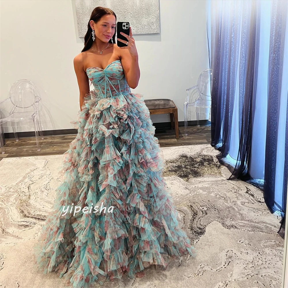    Evening Jersey Tiered Cocktail Party Mermaid Sweetheart Bespoke Occasion Gown Long es Saudi Arabia es es