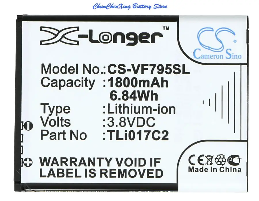 

OrangeYu 1800mAh Battery TLi017C2 for Vodafone Smart Speed 6, VF-795, VF795