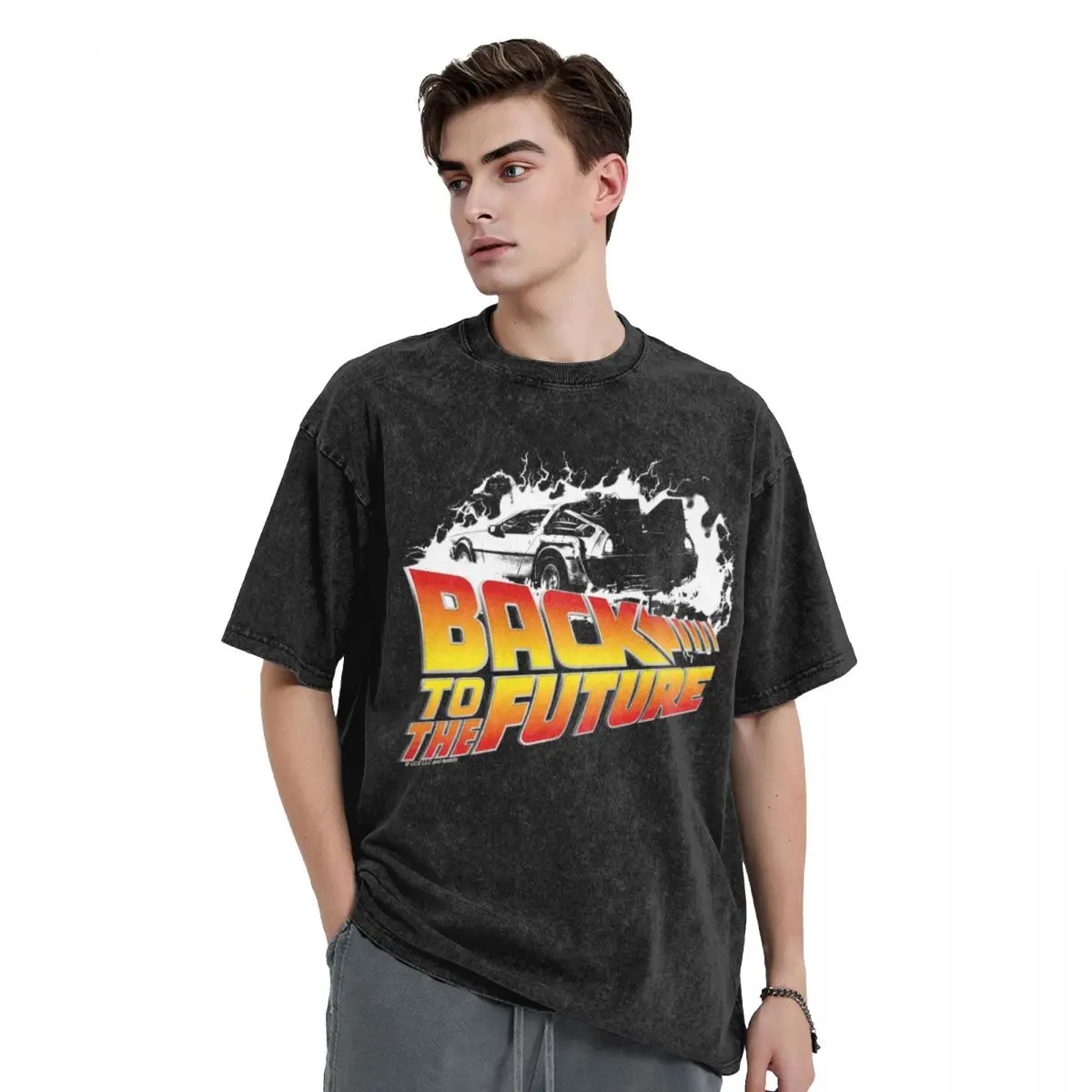 

Back to the Future - DeLorean White Stencil Fan Art T-Shirt street wear kawaii clothes Blouse mens workout shirts