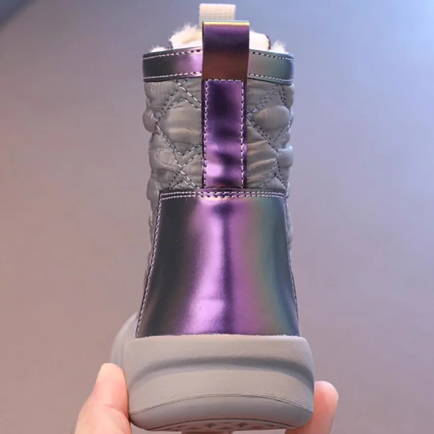 PU Leather Winter Boots For Children 2025 Trend Fashion Winter Shoes For Girls Thick Warm Fur Boots For Kids Fashion Snow Boots