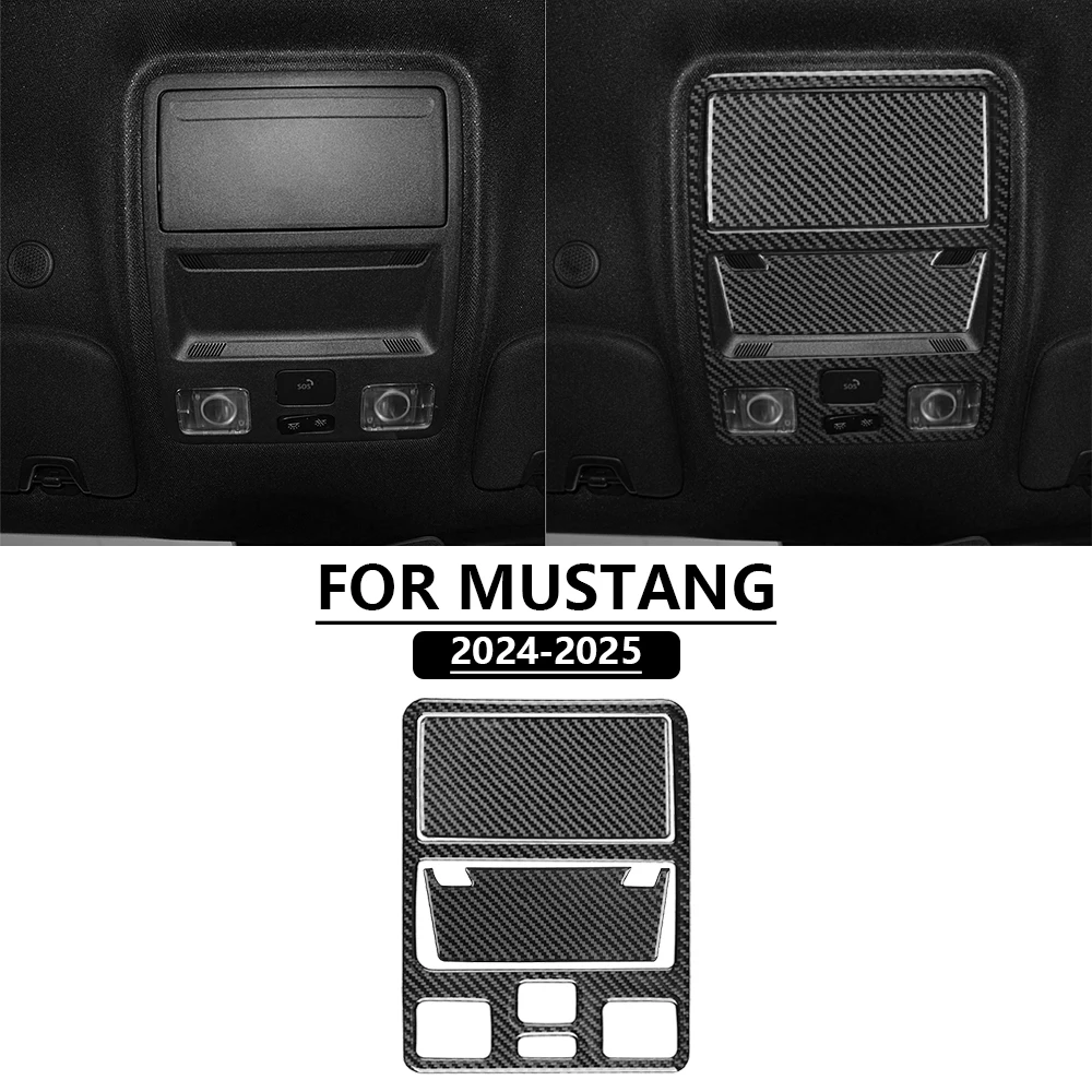 Real Soft Carbon Fiber Sticker For Ford Mustang GT 2024 2025 LHD RHD Car Front Roof Reading Lght Lamp Cover Trim Accessories