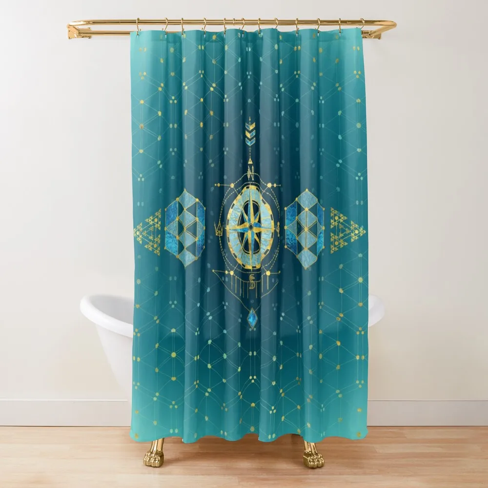 

Decorative Sacred Geometry Compass Shower Curtain Waterproof Fabric Bathroom Waterproof Bathroom Shower Curtain