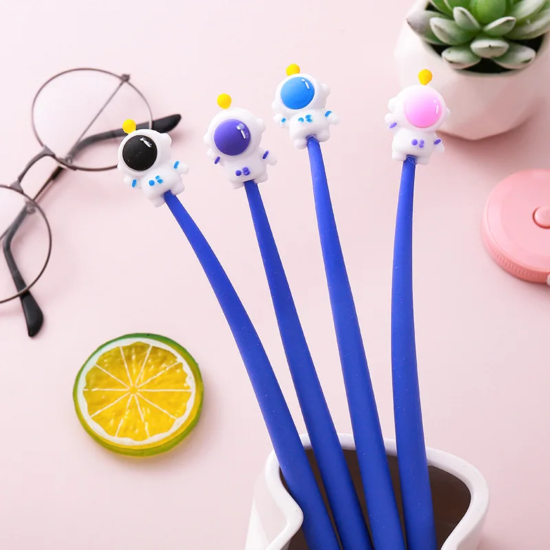 12 Pcs Astronaut Neutral Pen Cartoon Rock Music Black Fountain Pen Student Stationery Prize Gift Office Writing Supplies