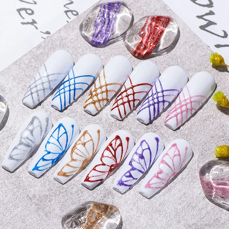 يجتمع عبر عاكس العنكبوت ويب هلام مسمار البولندية بريق الفضة سلك خط الرسم اللوحة هلام الورنيش مسمار الفن للتقليم