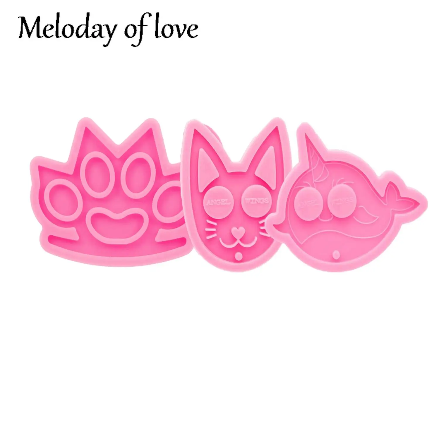 Glossy Cat/Deer/Whale/Rabbit/Paw/Skull Defense Keychain Mold Silicone Resin Mould DIY Epoxy Crafting DY0609