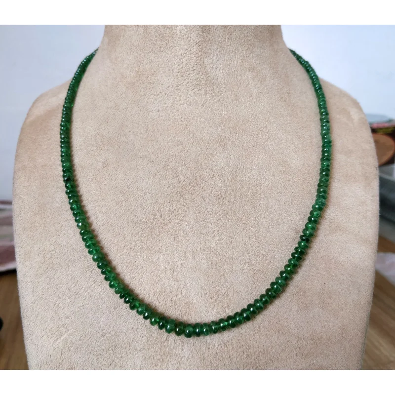 

Natural Tsavorite Garnet Beads Choker Necklace 4 - 6 mm smooth rondelles