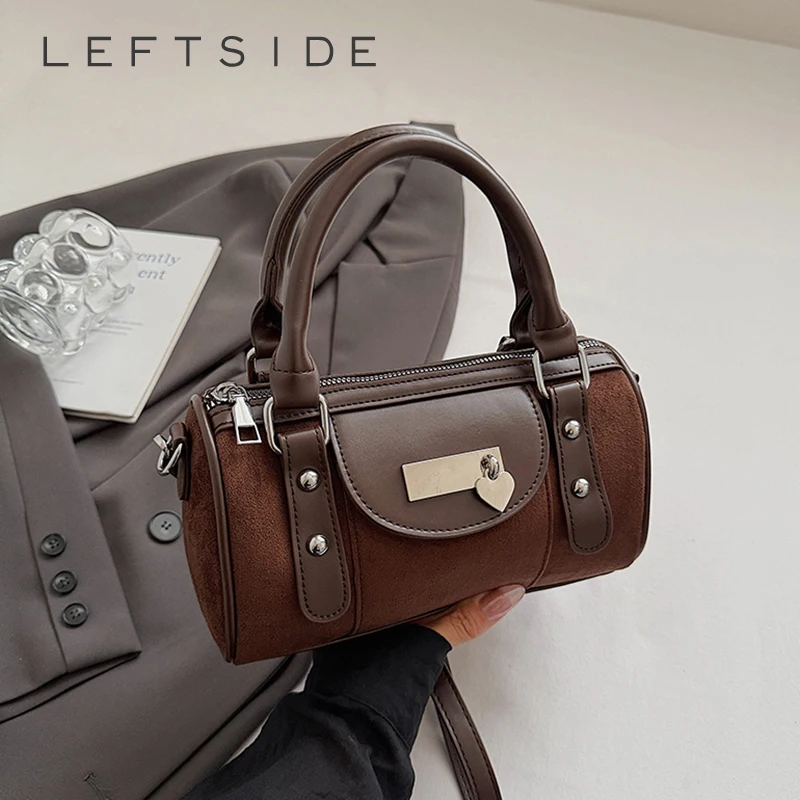 

Левая сторона, винтажные маленькие сумки на плечо из искусственной замши для женщин, сумка через плечо с ведром, зимние роскошные дизайнерские сумки и кошельки 2025 года