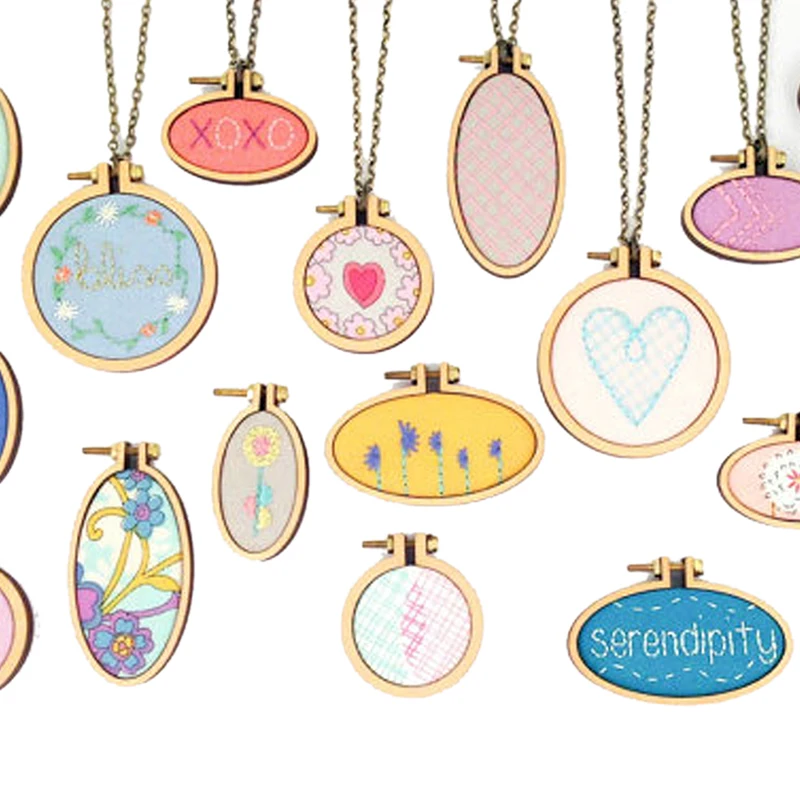 Mini Embroidery Hoop Wooden Embroidery Frame Small Hand Stitching Hoop Cross Framing Hoop Wood Earring DIY Gift