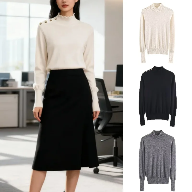 

Осенний модный модный сексуальный женский многоцветный вязаный свитер на пуговицах 2025 года