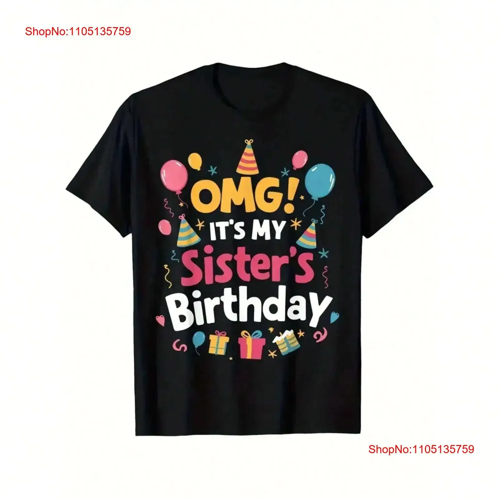 Birthday Team OMG My Sister's Surprise T shirt Suitable for Women vintage Washed Casual designer clothes Stretched Soft