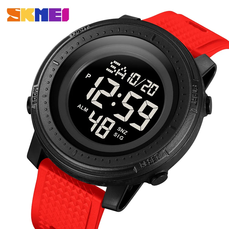 

SKMEI Men's Electronic Watch Green Strap Red Strap Dual Time Stopwatch Chronograph EL Luminous Hour Clock Chronograph 2215