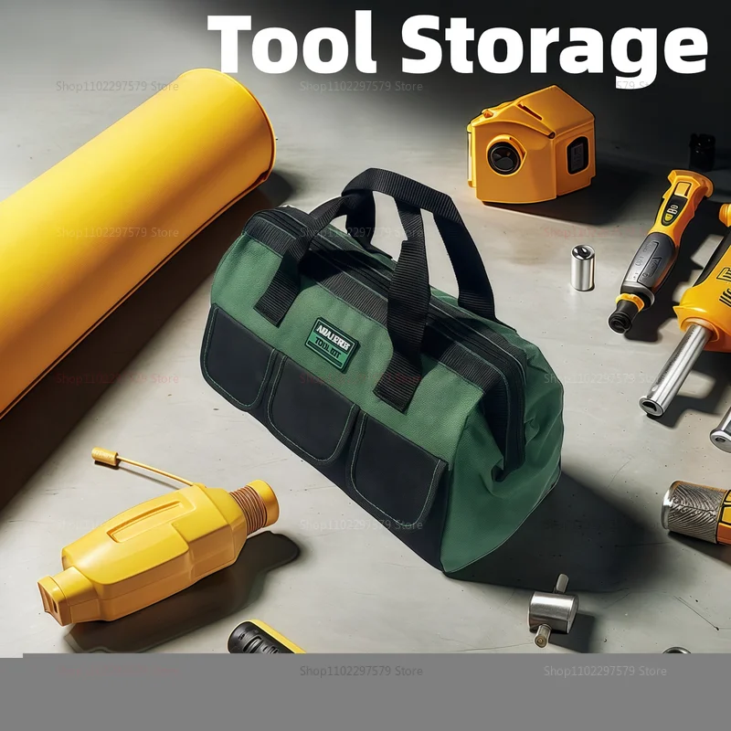 حقيبة أدوات مقاومة للماء من قماش أكسفورد مقاس 16 بوصة، حقيبة تخزين إصلاح كهربائي شديدة التحمل بسعة كبيرة