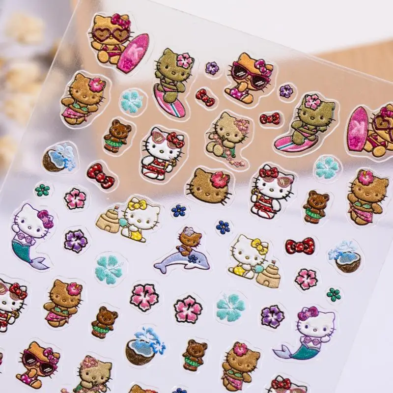 

5D Cartoon Hello Kitty Nail Charm Nail Art Sticker Decoration KT Cat DIY Nail Party Decoreation Sticker Accessories