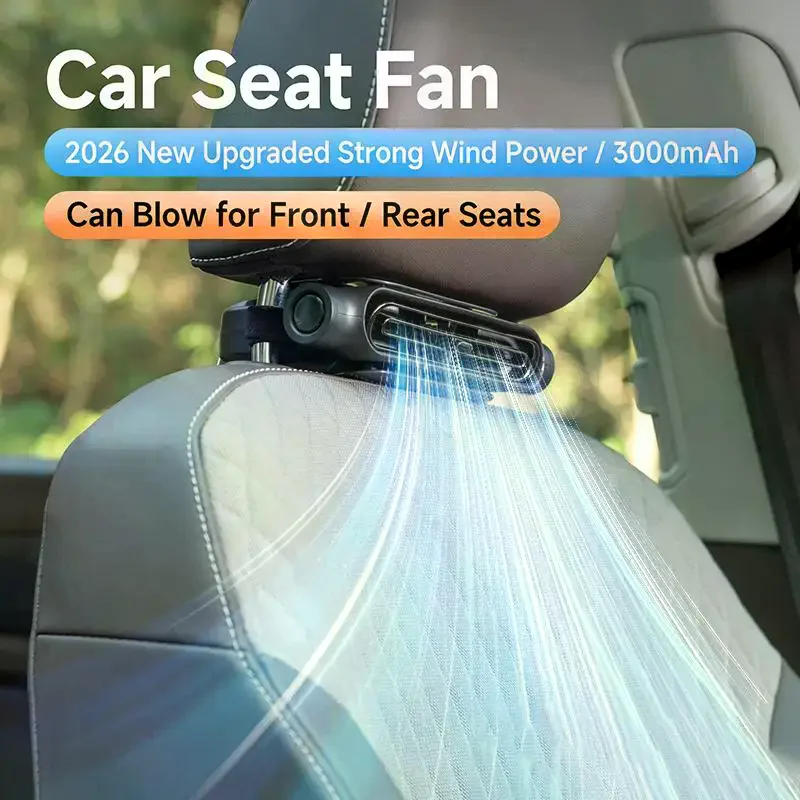 

Portable Car Fan - USB Cooling Vehicle Accessory, Quiet Compact SUV Seat Fan, Adjustable Airflow Design, Efficient Proced