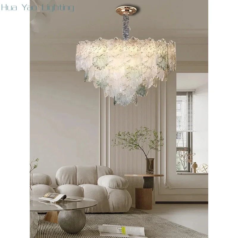 Elegant French Design Glass Ceiling Pendant Lights Round Big Hanglamp Above Living Room Dining Room Decoration Home Lighting