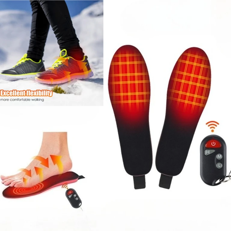 

Стельки с подогревом с дистанционным управлением, электрическая грелка для ног для зимы, уличные лыжи, регулируемая температура, обогреватель для ног, подушечки для обуви