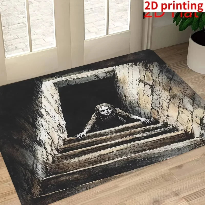 VIKAMA VIKAMA Spooky Stairs Illusion Doormat, Horror Themed Non-Slip Rug for Entryway, Bedroom & Halloween Party - Aliexpress Deal
