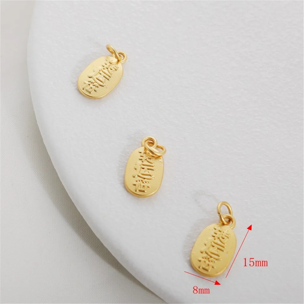 

18K Gold Color Double-Sided Pendant, Fu Fu Tag, Bracelet and Necklace, DIY Jewelry Accessories, Bad Luck Transshipment