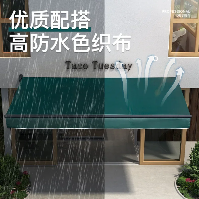 Electric telescopic awning, aluminum alloy balcony, awning, outdoor doorway retractable awning