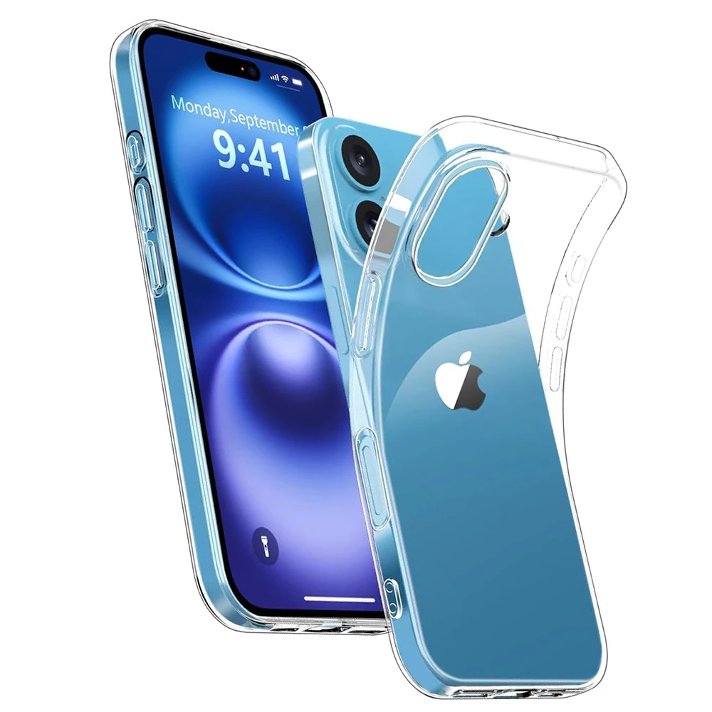 Ultra Thin Soft Silicone Case For iPhone 16 Pro Max Transparent Back Cover For Apple iPhone 16 Plus 16pro Promax Clear TPU Shell